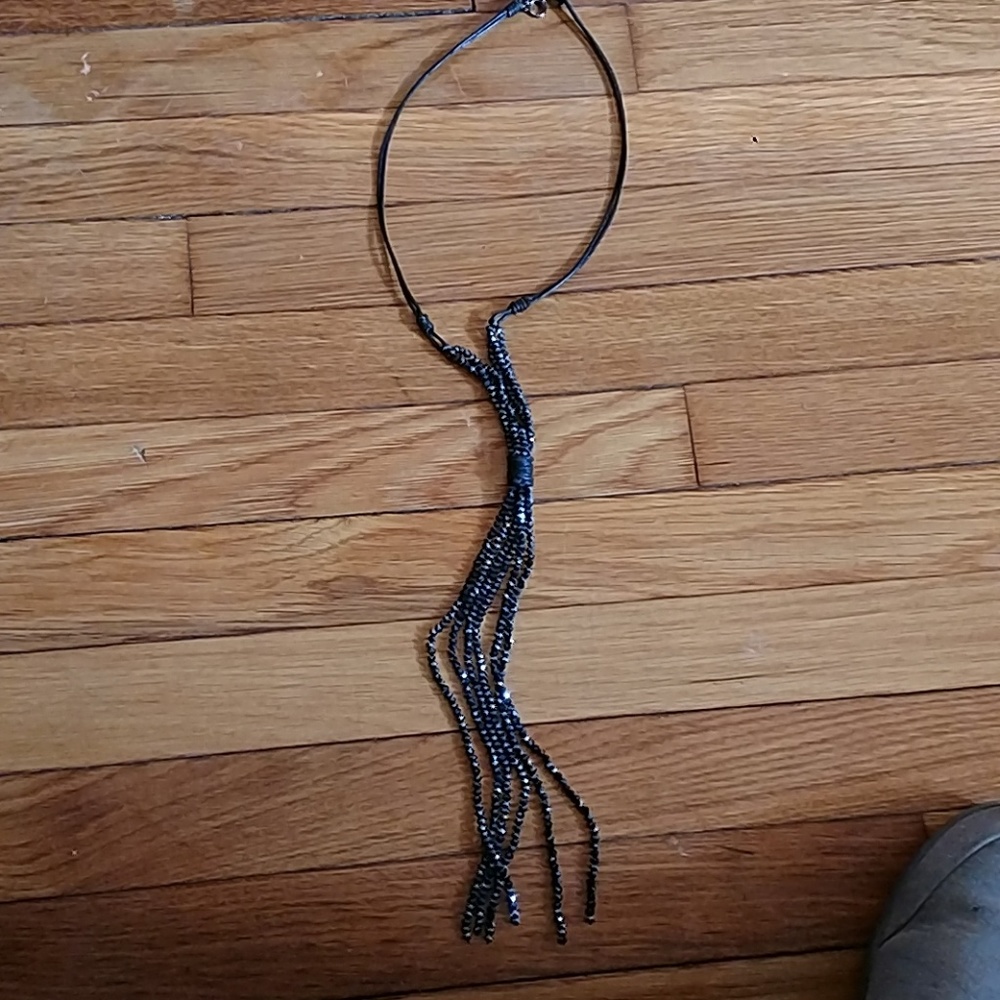 Navy blue and black beaded necklace
